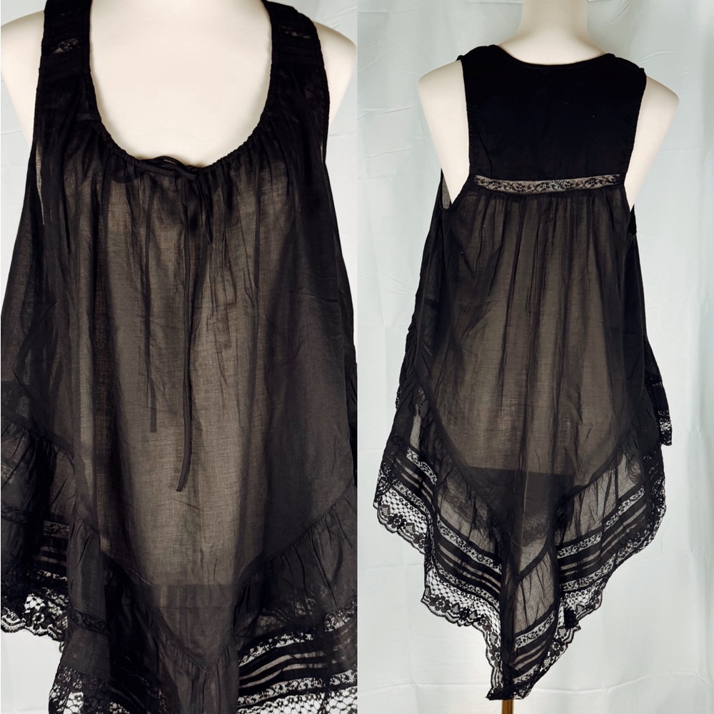 We The Free Black Sheer Lace Tank